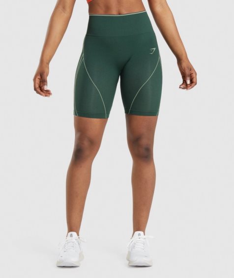 Women's Gymshark Apex Seamless High Rise Shorts Green | CA 36ND08